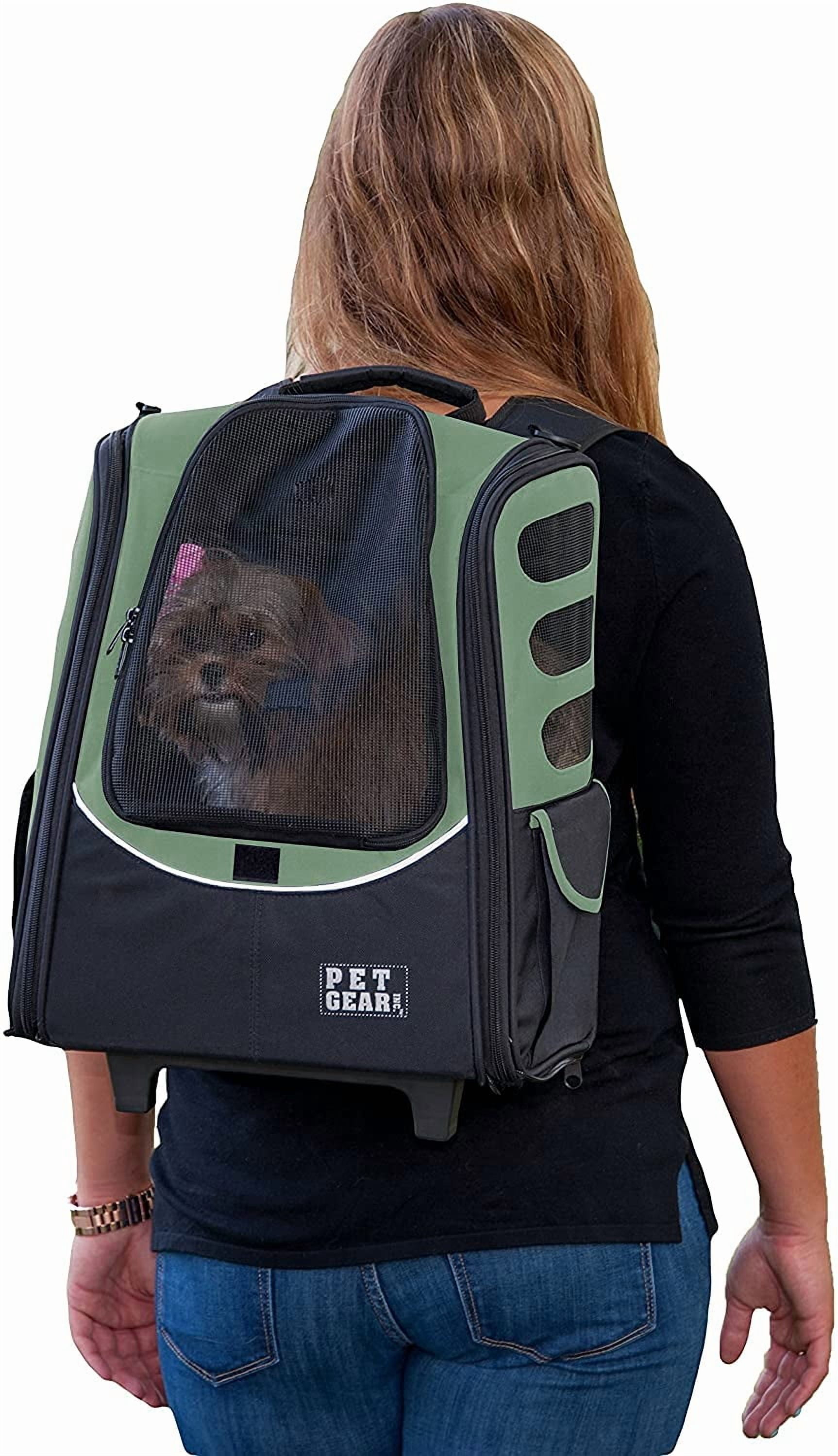 Pet Gear I-GO2 Roller Backpack Travel Carrier Car Seat for Cats/Dogs Mesh Ventilation Included Tether Telescoping Handle Storage Pouch 4 Models 6 Colors
