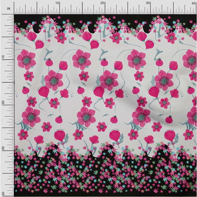 oneOone Cotton Poplin Fabric Artistic Flower Panel Decor Fabric Printed BTY 56 Inch Wide