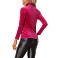 thumbnail image 3 of INSPIRE CHIC Chemise à Manches Longues pour Femme Col Montant en Velours Extensible Col Roulé Blouse Basique Hauts Rose Vif P, 3 of 5