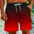 thumbnail image 4 of Penkiiy Carnivals Shorts, Mens Pants Relaxed Fit Summer Swim Quick Dry Pockets Plus Gradient Print Beach Pants S Red, 4 of 9