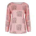 thumbnail image 3 of Mode Décontractée Femmes Col Rond Imprimé Simple Boutonnage Manches Longues Hauts Blouse, 3 of 6