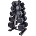 thumbnail image 1 of PRISP Hex Dumbbells Weight Set - 200 lb - Cast Iron Hand Weights with Rubber Grip and Vertical Dumbbell Rack; for Home Gym, Exercise and Fitness, 1 of 8