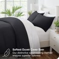 thumbnail image 4 of Bare Home Housse de Couette Sablée - Ultra Douce - Premium 1800 Collection - Ensemble 3 Pcs - Grand Lit, Noir, 4 of 8