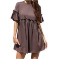 thumbnail image 2 of Robe d'Été pour Femmes 2024 Mode Grande Taille Décontractée Unie Manches Courtes Bouffantes Col Rond Robe Longue pour Dames Rabais de 50 % Liquidation!, 2 of 7
