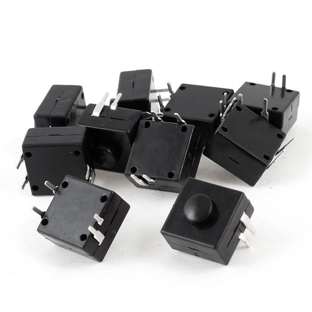 Unique Bargains 10 Pcs 4 Broches Verrouillage Carré Bouton-Poussoir Interrupteur pour Torche Électrique