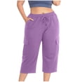 thumbnail image 1 of Wlynlyn Plus Size Capri Pants for Women Drawstring High Waisted Sweatpants Straight Leg Summer Cropped Trousers Size XXL, 1 of 7