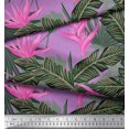 thumbnail image 2 of Soimoi Modal Satin Fabric Floral & Leaves Tropical Fabric Prints By Yard 42 Inch Wide, 2 of 3