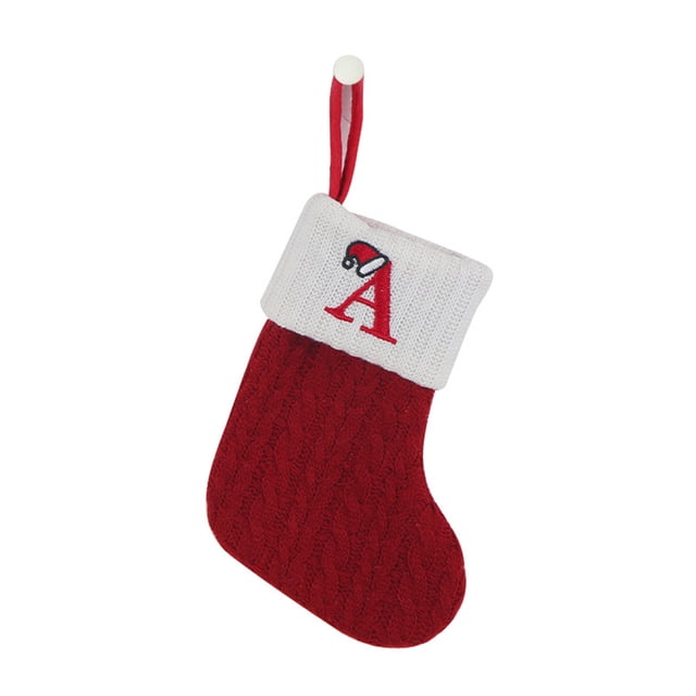 Fridja 7.87 Inches Monogram Christmas Stockings with Letters, Super Soft Christmas Stockings Red Knitted Hosiery Wool with White Super Soft Cuff for Christmas Xmas Tree Holiday Fireplace (A)