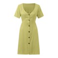 thumbnail image 5 of Fshaion Robe d'Été pour Femmes 2024 Grande Taille Vacances Col en V Boutons Taille Hauts Robe Liquidation à Moins de 10!, 5 of 5