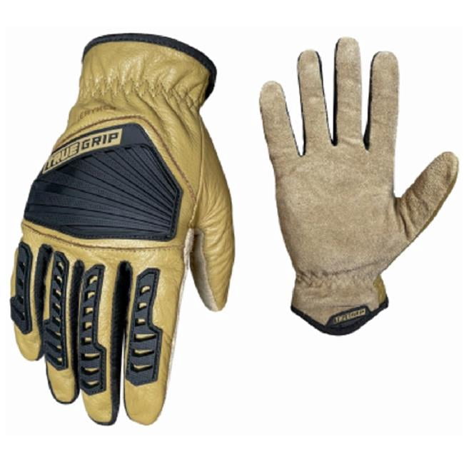 True Grip 103521 Leather Hybrid Impact Gloves - Large