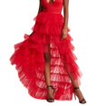 thumbnail image 1 of Jupe Longue Plissée Taille Haute à Volants en Tulle pour Femmes, 1 of 7