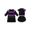 thumbnail image 4 of TiaoBug Kids Boys Boxing Uniform Set 3 Pcs Long Sleeve Open Front Hooded Cloak Robe with T-shirt and Shorts Purple 10, 4 of 5
