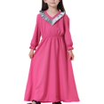 thumbnail image 2 of XZNGL Long Sleeve Dress for Girls Muslim Long Dress Medium Big Girls Long Sleeve V Neck Colorblock Dress Girls Long Sleeve Dress Girls Long Dress V Neck Dress, 2 of 7