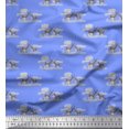 thumbnail image 1 of Soimoi Blue polyester Crepe Fabric Landscape & Reindeer Animal Print Fabric by the Yard 42 Inch Wide, 1 of 1