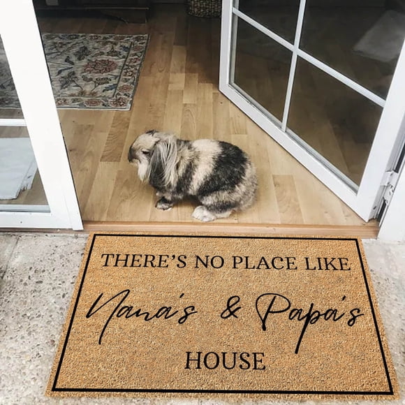Carpet Item for Home Entrance — Grandparent's Day Doormat Featuring Grandpa Grandma Doormat Granny Door Mat with Humorous Home Welcome Message for Indoor Entry
