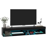 HOMCOM Support de télévision flottant avec rangement et lumières pour téléviseurs jusqu'à 75 po, noir