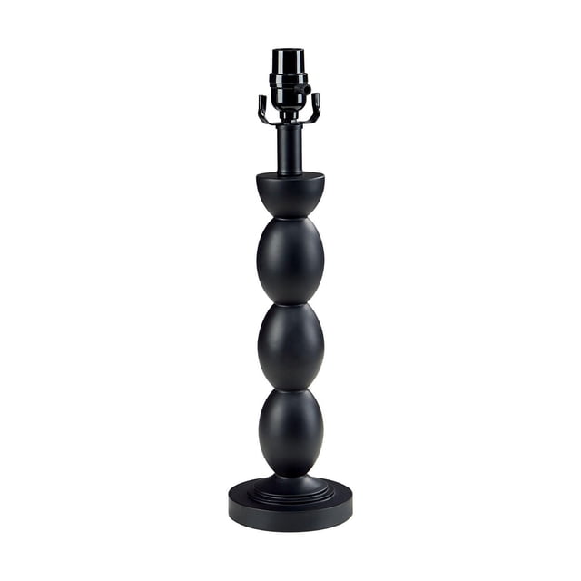 HOMETRENDS Lamp Base in black polyresin with a classic design featuring four stacked rounded shapes on a circular base, equipped with a rotary on/off switch on the socket, standing 18.7 inches tall, lamp shade sold separately, suitable for bedrooms, offices, or living rooms.