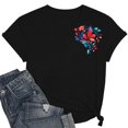 thumbnail image 2 of Pisexur Hauts de Printemps pour Femmes 2025, Hauts pour Femmes, Hauts de Sortie pour Femmes, Hauts pour Dames Mode Imprimé Manches Courtes Chemisier Amusant Col Rond T-Shirt Noir, m, 2 of 6
