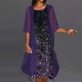 thumbnail image 1 of EGNMCR Robes d'Été Femmes Tendance 2024 Robe d'Été pour Femmes à Manches Mi-Longues Blouse + Robe Ensemble Deux Pièces Robe Longueur Genou Robe de Plage, 1 of 8