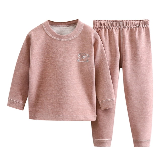 WEAIXIMIUNG Christmas Solid Color Children's Hoodie Set With Thick Fall And Winter Homewear Pajamas 90