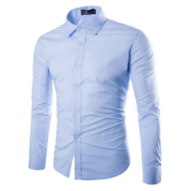 Chemise Homme Coupe Ajustée Manches Longues Boutonnée Hauts Tenue Formelle Affaires Travail Tissu de Luxe