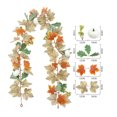 thumbnail image 4 of LSLJS Halloween Thanksgiving Decorations Artificial Leaf Garland Rattan Hanging Pumpkin Maple Leaf Garland Indoor Home Halloween Christmas Party Fireplace Decorations, Plasti C Maple Leaf Rattans, 4 of 6