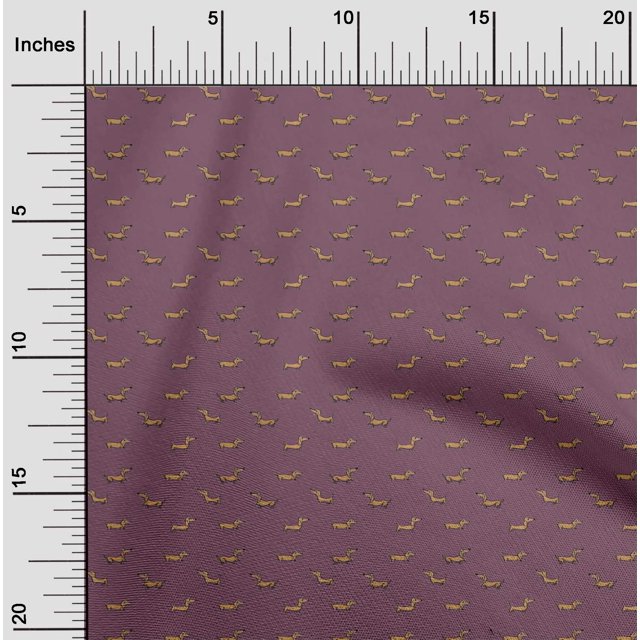 oneOone Viscose Chiffon Fabric Dachshund Dog Printed Craft Fabric BTY 42 Inch Wide