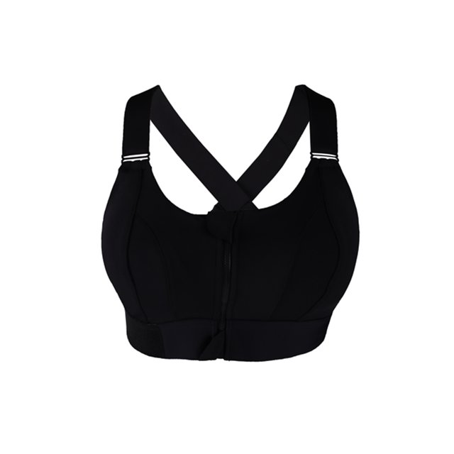 Langgg Front Zipper Sports Bra Comfortable Compression Fit Gym Athletic Support Breathable Sports Bras Vest Black M
