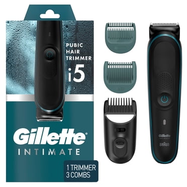 Gillette Intimate Tondeuse pour Poils Pubiens pour Hommes, Tondeuse pour Poils Pubiens SkinFirst pour Hommes, Étanche, Sans Fil pour Utilisation Humide/sèche, Rasoir pour Hommes, Lames Affûtées à Vie