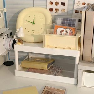 Fwttom Office Desk Accessories, 2 Tier Desk Organizer Display Stand, Desk Organizers and Accessories for Kitchen Bathroom Office Dorm & Makeup Organizer
