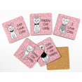 thumbnail image 2 of Inkdotpot Set of 6 Drink Coasters Easy Clean 4-inch SquareCoastersCork Base-Reusable- Cat Quotes, 2 of 8
