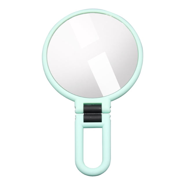 10X/15X Magnifying Handheld Mirror Folding Handle Double-sided Portable Travel Magnified Hand Mirror Pedestal Makeup Mirror