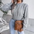 thumbnail image 1 of EGNMCR Chandails pour Femmes Mode Décontractée Manches Longues Creux Base Tricoté Chandail, Cadeaux pour Femmes, 1 of 4