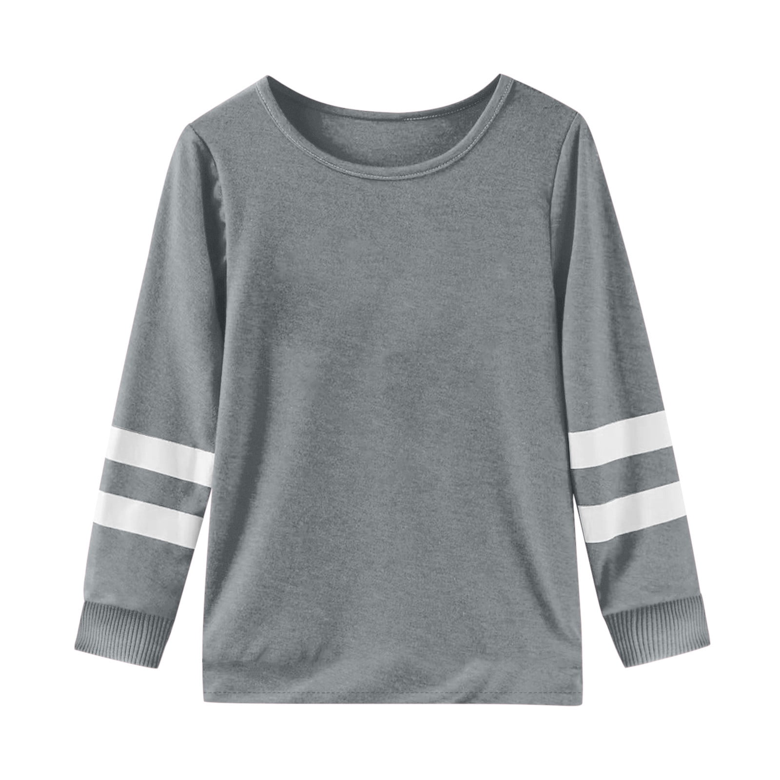 WEIYLL T-Shirts pour Filles à Manches Longues, Poignets, Col Ras du Cou, Patchwork, Chauds et Doux, Hauts pour Enfants de 6-7 Ans