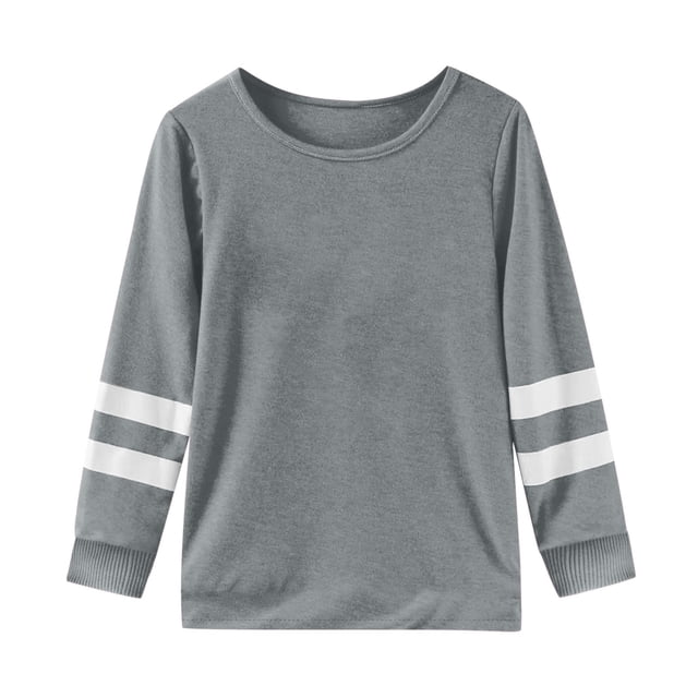 PMVFHDE Hauts d'Été pour Fille Hauts d'Été pour Fille T-Shirts d'Été pour Fille 2025 T-Shirts pour Fille Tunique T-Shirt pour Fille T-Shirt à Manches Longues pour Filles Haut à Col Rond pour Enfants T-Shirt pour Filles Gris, 3-4 Ans