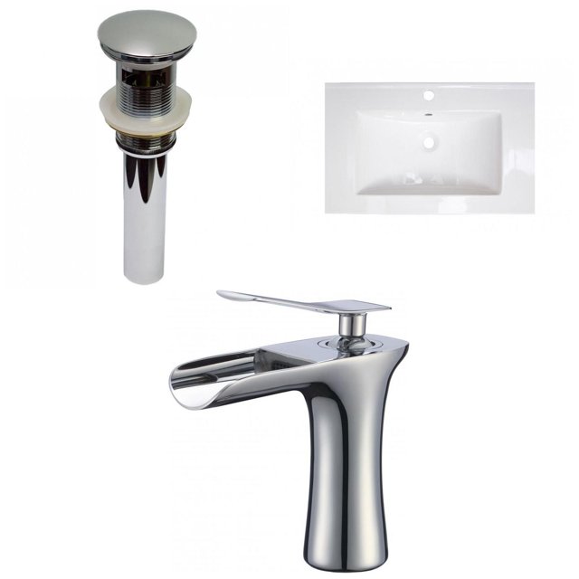 American Imaginations 24-in. W 1 Hole Ceramic Top Set In White Color - Overflow Drain Incl. AI-33235