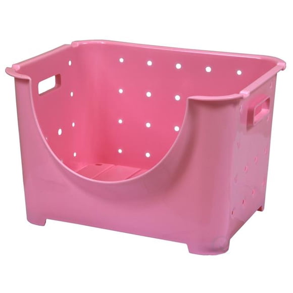 Contenant de Rangement en Plastique Empilable avec Bacs Empilables, Rose