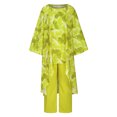 thumbnail image 4 of Mikilon Womens Stylish Outfit 2 Piece Set Summer Irregular Printed Pullover Irregular Two Piece Long Sleeve Round Neck Top/Shirt Set Yellow S, 4 of 6