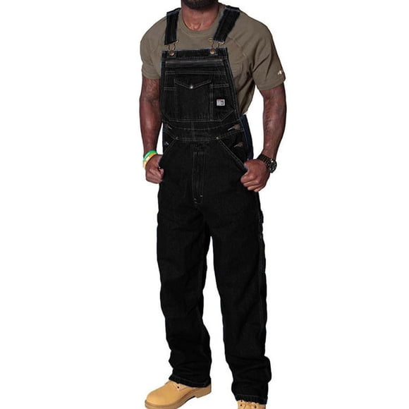 Pitauce Men's Bib Overall Big & Tall Straight Leg Jean Coveralls Adjustable Straps Denim Jumpsuits Workwear Overalls with Pocket, M-5XL