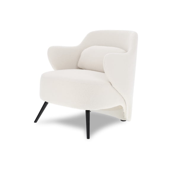 Valencia Erica Boucle Fabric Accent Chair 27.2" | Classic Design, Ultra Soft Boucle Fabric, Superior Comfort, Solid And Sturdy Steel Legs, Cream