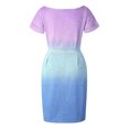 thumbnail image 4 of Robes d'Été Grande Taille pour Femmes, Dégradé, Taille Resserrée, Col Rond, Manches Courtes, Robe, Robes de Mariage pour Femmes 2023 en Liquidation, 4 of 4