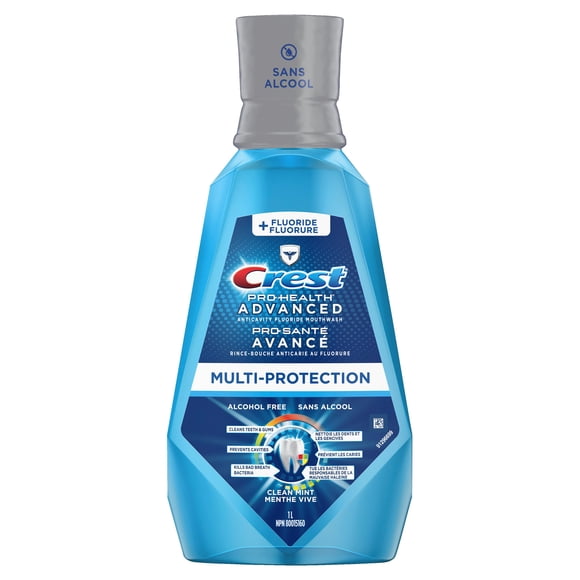 Crest Pro-Santé Avancé, Rince-Bouche Nettoyage Ultra en Profondeur, Menthe Fraîche 1 Litre