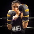 thumbnail image 3 of IBF Iron Body Fitness Gants de Boxe Série Thai, 16 oz, Gants d’Entraînement en Cuir Synthétique, Noir et Or, 3 of 9