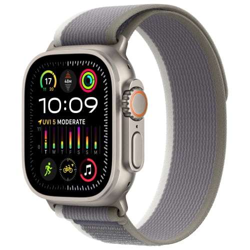 Open Box - Apple Watch Ultra 2 (GPS + Cellular) 49mm Titanium Case with Green Grey Trail Loop - Small / Medium