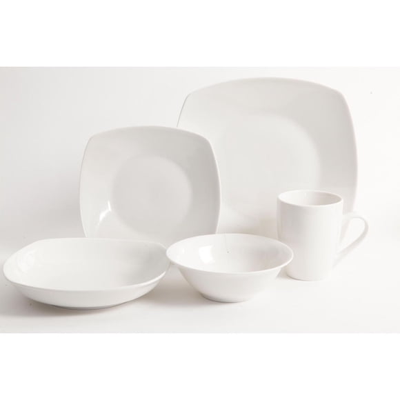 Gibson Home Hagen 30 Piece Dinnerware Set, Service for 6, White, Fine Ceramic