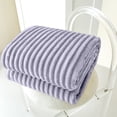 thumbnail image 1 of PRETXORVE Flannel Fleece Throw Blanket Warm and Soft Striped Couch and Bed Blanket Cozy Microfiber Ribbed Sofa for All Season, 1 of 7