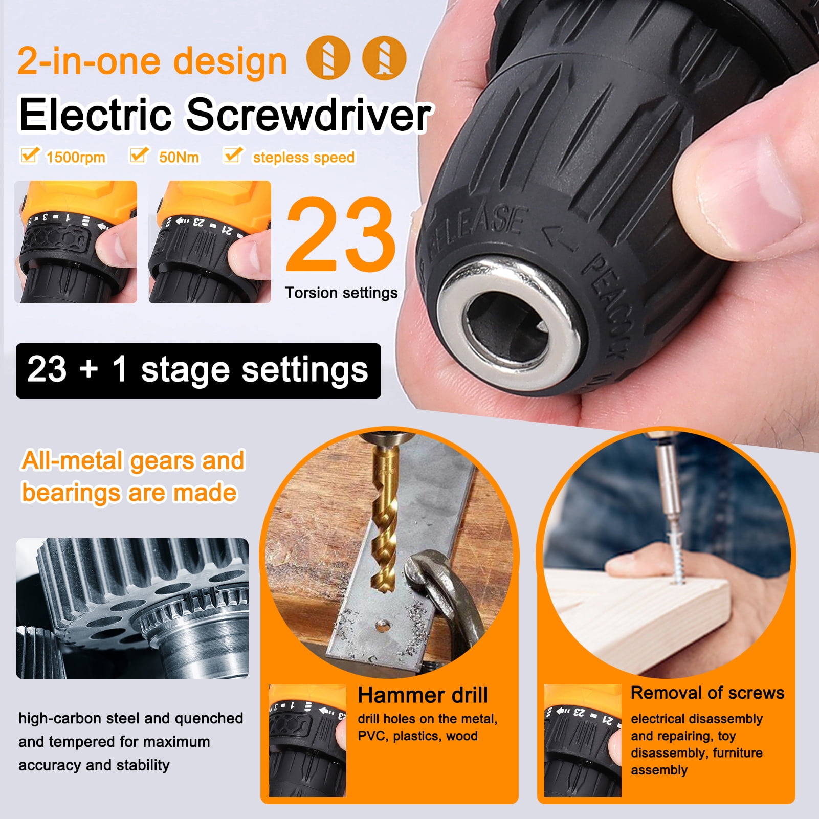 Electric Screwdriver,Adjustment Lithium Drill Driver Drill Motor Drill Improvement Power Drill Motor Rotation Motor Rotation Adjustment Lithium Drill Improvement 16.8v Driver Drill Buzhi