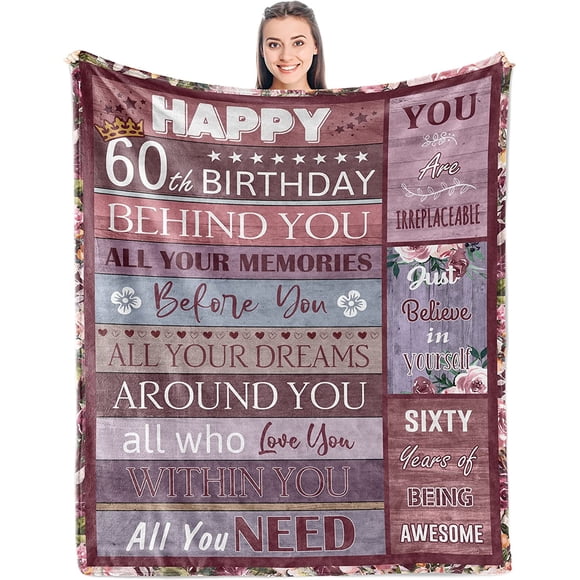 Best 60th Birthday Gifts for Women - Happy 60th Birthday Decorations Women - 60th Birthday Gift Ideas - Funny Gifts for 60th Birthday - 60th Birthday Favors - 60 Year Old Gifts Blanket 50" x 60"