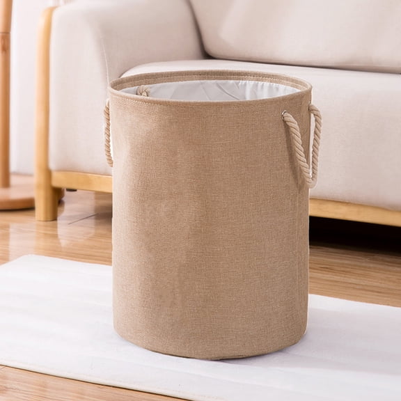 JKODE Laundry Basket - Foldable Laundry Basket with Canvas Material and Protective Sisal Rope Handle for College Dorms and Home Storage (Khaki)