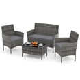 thumbnail image 2 of Costway 4 PCS Patio Furniture Set with Washable Cushions and Tempered Glass Coffee Table Gray, 2 of 9